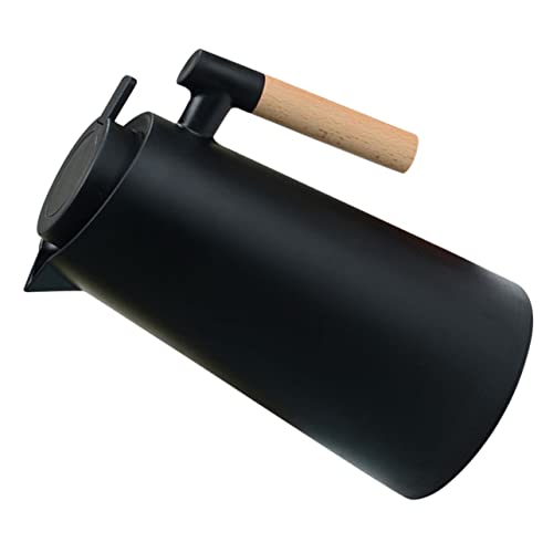 DIYEAH Bollitore per acqua in vetro isolato con manico, resistente al calore, per ufficio e uso domestico, design semplice e durevole, brocca termica nera per tè e bevande calde