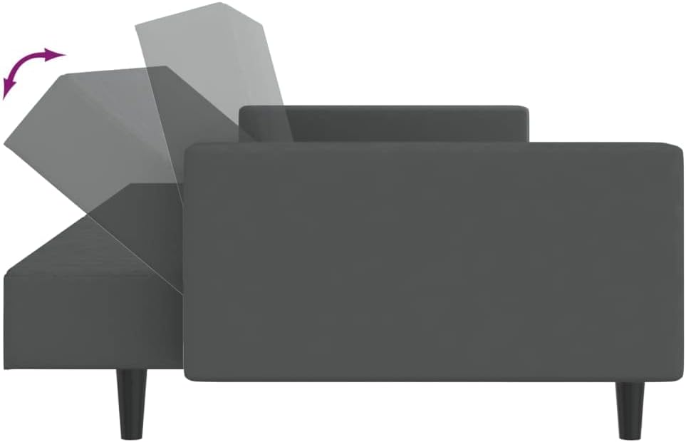 Sofa Bed Dark Grey Velvet (100% Polyester) Living Room Furniture