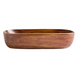 NC Wooden Oval Pastry Fruit Plate Creative Boat Shaped Wood Snack Serving Tray Platter for Food...