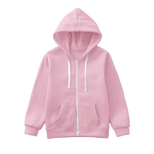 Girls Boys Zip Up Cropped Hoodies Teen Casual Long Sleeve Coats Full-Zip Sweatshirts Casual Jackets Pink 4-5 Years 4Th of July Shirts Kids4