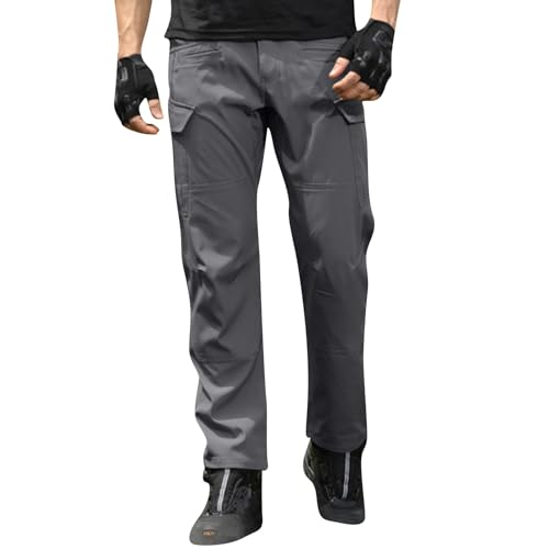 Cargo Pants for Men Work Waterproof Flexcamo Tactical Pants Elastic Waist Lightweight Hiking Pant with Pockets Mencomfy Stretch Cargo Pant Stretchy Work Trousers Pantalones De Trabajo para Hombre