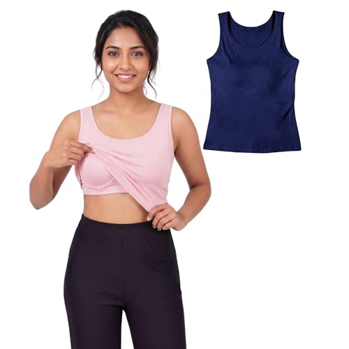 Image of DChica Essentials Women's Padded Tank Top, Soft & Supportive Fit, Seamless Non-Wired Cami Bra, Comfortable Stretch Fabric, Innerwear for Women