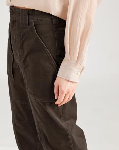 Women's Vintage Corduroy Pants High Waist Wide Leg Baggy Barrel Jeans Patch Pocketed Pants Trouser4