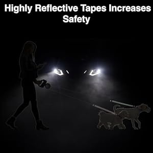 WIGZI (2 Two Dog Reflective Retractable Pet Leash – 360 Degree Zero Tangle Patent – Two Dogs Each up to 50 lbs and 10ft. Reflective Orange and Green Leads. Dual Locking, Small, Gray