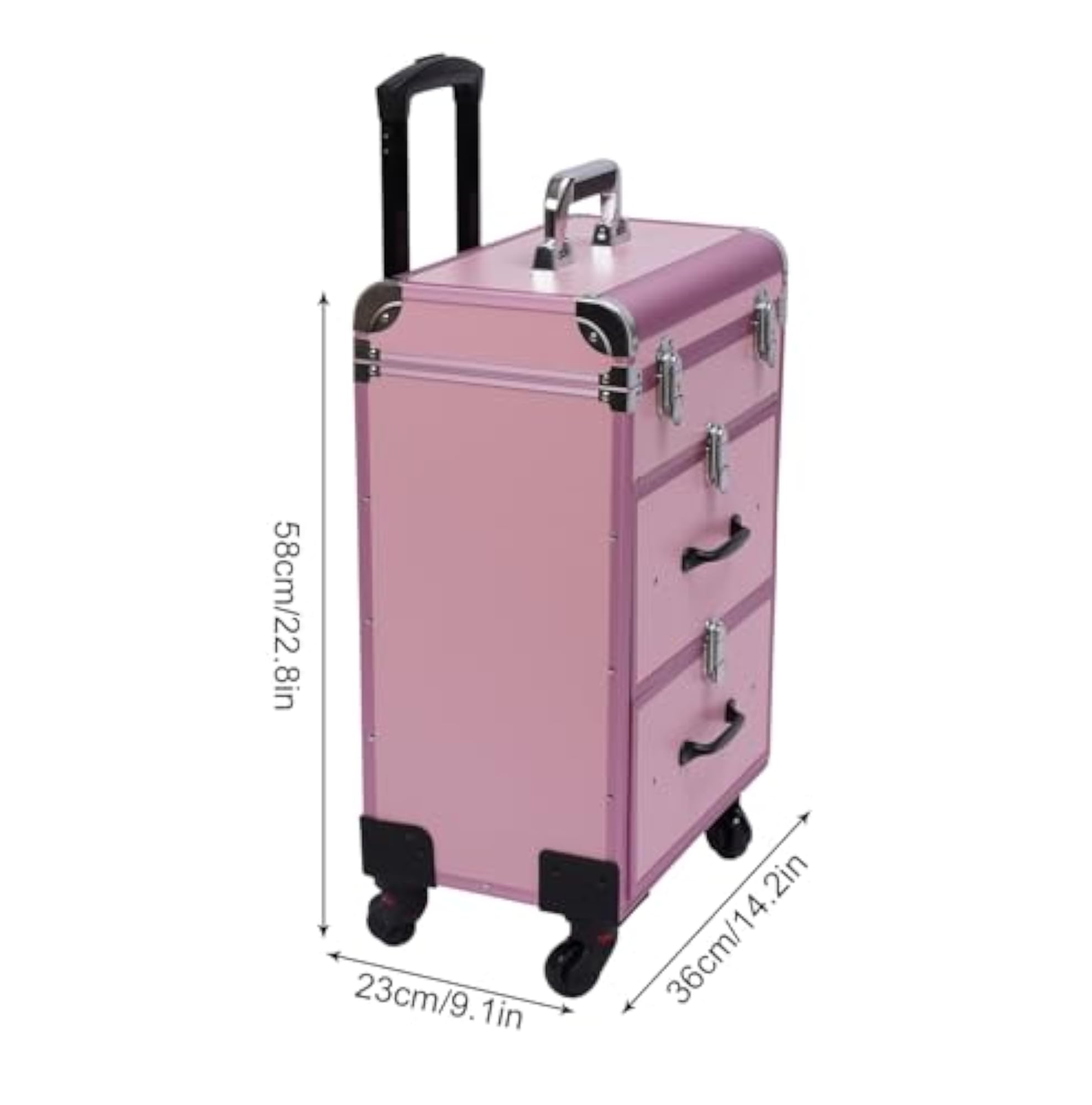 Professional Rolling Makeup Train Case with Drawers