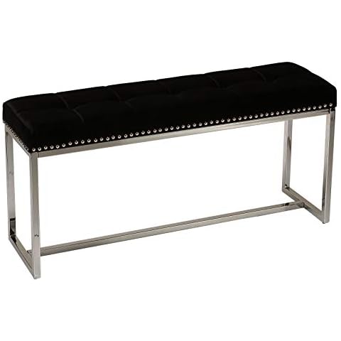 Cortesi Home Donato Narrow Black Velvet Bench Cover