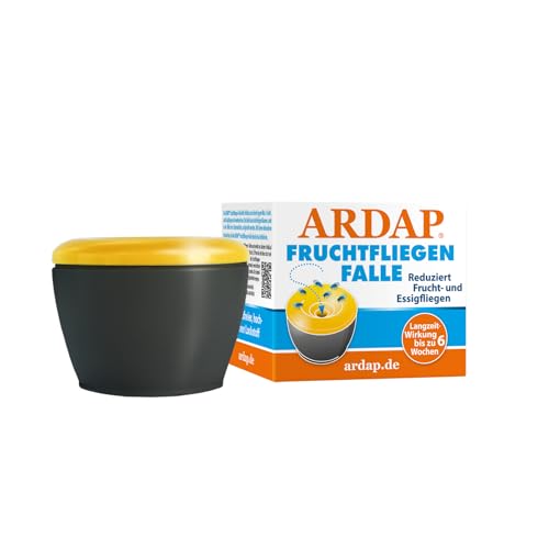 ARDAP Fruchtfliegenfalle - Obstfliegenfalle zur Reduktion von Fruchtfliegen & Essigfliegen - Hochwirksamer Lockstoff - Fruchtfliegenfalle für Küche & Co., Fruchtfliegen dauerhaft loswerden (PT19)