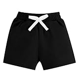 NARPLO Baby Toddler Boy Shorts Summer Casual Infant Boys Pull On Elastic Waist Athletic Fashion Solid Shorts with Pockets Black