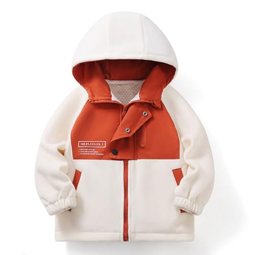 Warm Fuzzy Hooded Down Jackets for Children Boy Girl Fleece Lined Wool Color Block Down Jackets Hood Outfit Child4