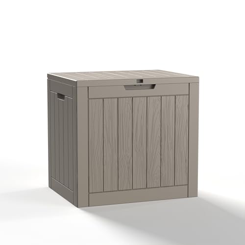 MAIUSCOLI 32 Gallon Outdoor Storage Box - Deck Box Container for Patio, Pool, and Garden-Waterproof and UV Resistant Resin,Lockable (Grey)