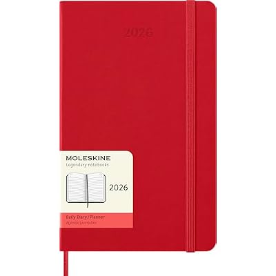 Moleskine Classic 12 Month 2026 Daily Planner, Hard Cover, Large (5 x 8.25), Scarlet Red, 400 pages