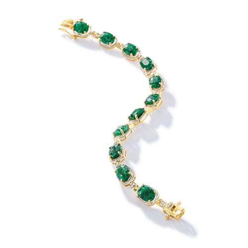 Ross-Simons 13.00 ct. t.w. Emerald and .21 ct. t.w. Diamond Bracelet in 18kt Gold Over Sterling3