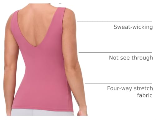Image of Workout Tops for Women Yoga Tank Tops with Built in Bra Wirefree Padded Yoga Bras Gym Running Athletic Shirt V-Neck Camisole