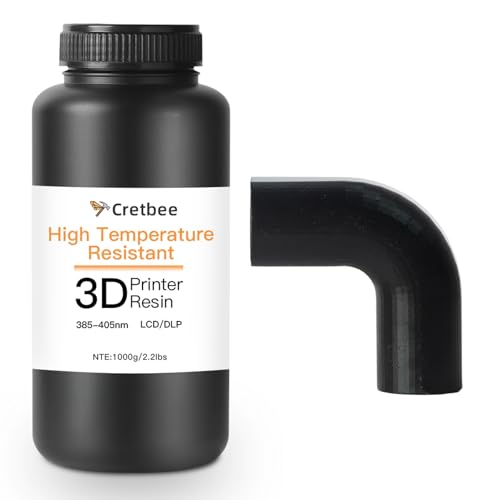 Cretbee High Temperature Resistant 3D Printer Resin, Up to 280°C, High Precision 3D Printing Resin for Engineering, Industrial Parts, 405nm Photopolymer Resin for DLP/LCD (Black, 1000g)