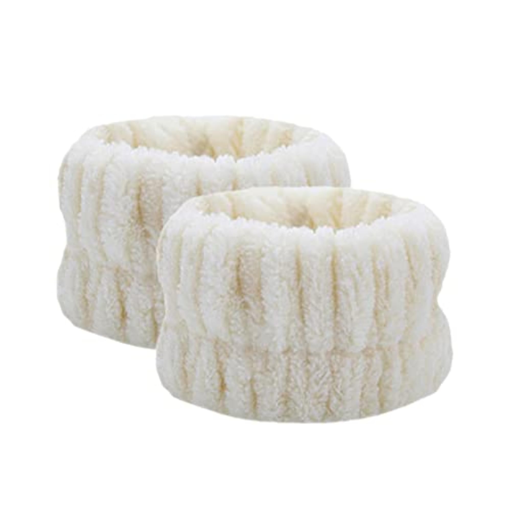 4x2Pcs Face Washing Wristbands Microfiber Towels for Women, Beige
