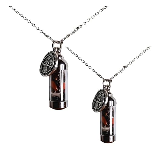 Lilith Spell Jar Collar de amuleto, Sigil of Lilith Collar para mujeres, joyas de cristal bruja, regalo de joyas de amuleto de mitología pagana para hombres y mujeres (2Pcs)