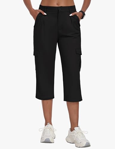 MoFiz Women's Cargo Capris Pants with 6 Pockets Lightweight Cotton Hiking Casual Travel Summer Capri Pants for Women2