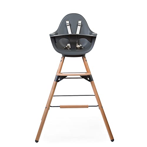 Image of Childhome Evolu One.80 High Chair Extra Set of Long Legs + Foot Rest, Adjustable Height Baby High Chair Legs, Sleek Modern Beechwood Legs, Anthracite