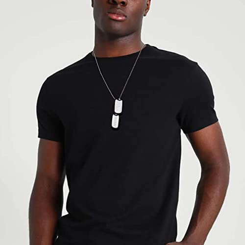 Custom4U Personalized Dog Tags Necklace for Men Dad Stainless Steel Custom Text Army Military Dog Tag Heart/Coin Pendant with Silencer Memory Chain Jewelry Gift for Men Women Father Husband2