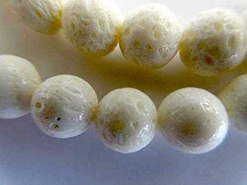 LKBEADS Białe korale duże koraliki z kamieni szlachetnych, 8 mm młotkowane białe koralowe gładkie okrągłe koraliki, rozmiar wiertła 1 mm, sznurek 45 cm