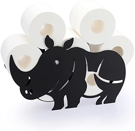 BTSKY Metal Toilet Paper Roll Holder - Matte Black Animal Style Toilet Tissue Holder, Freestanding & Wall Mount Toilet Tissue Storage Container For Bathroom, Home, Kitchen, Toilet (Antler