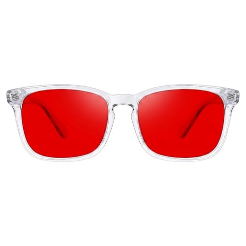 TIJN Sleep Glasses with Blue Green Light Blocking, Red Light Lens for Computer Gaming, Screen Fatigue & UV Protection