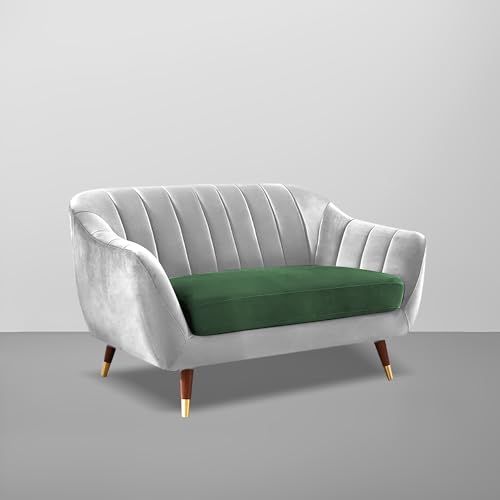 Image of Casaliving Anyse 2 Seater Sofa Set for Living Room (Green Grey Fabric) Premium Fabric Sofa