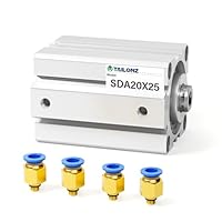 TAILONZ PNEUMATIC 20 mm Bohrung 25 mm Hub Pneumatischer kleiner dünner Zylinder Aluminium-Pneumatikzylinder SDA20-25