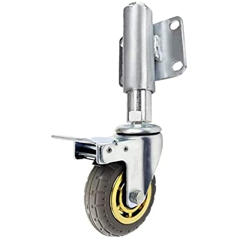 HUAZIYU 4 Inch Gate Wheel Spring Loaded Swivel Caster Heavy Duty Castors Furniture Rubber Gate Casters,Height Adjustable 30/60mm,176lbs Load Capacity,with Universal Mount Plate(brake60mm) Cover