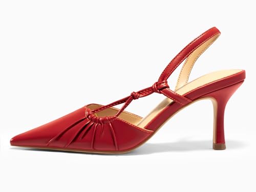 Image of Coutgo Womens Slingback Kitten Heels Closed Pointed Toe Pumps D'Orsay Wedding Party Dress Shoes