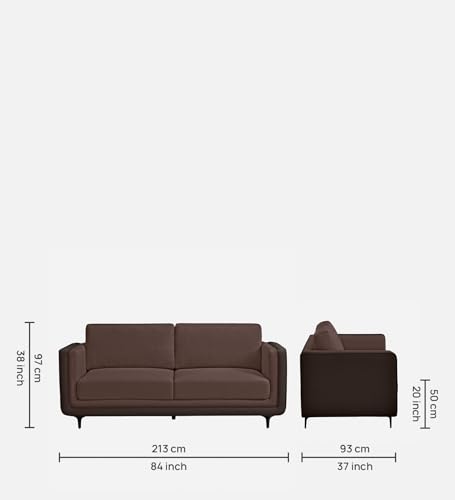 Image of Sleepyhead Mojo - 3 Seater Sofa | Premium Fabric | Dual-Tone Modern Design with Plush Cushioning | Durable Pine Wood Frame & Removable Back Cushion | German Tested | 3 Year Warranty - Crazy Brown