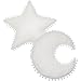 Set di 2 cuscini a forma di luna e stella bianca, per bambini, ragazze, ragazzi, compleanno, baby shower