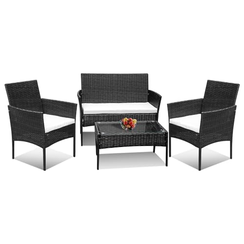 Ansobea 4-seater polyrattan garden furniture set...