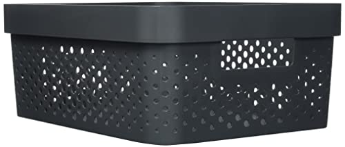 Curver | Infinity Tray 11L, Charcoal Grey, 35.6 x 26.6 x 13.6 cm, Recycled Plastic