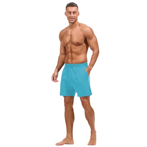 Image of AMY COULEE Mens Lounge Shorts 4 inch Pajama Lightweight Cotton Sleep Bottoms with Pockets
