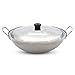 Niemagnetyczny okrągły dno ze stali nierdzewnej Ręczny obuuszny staromodny Wok z pokrywką 35,5-44 cm Środek konserwujący Niepowlekany kuchenny Wok Jednoczęściowy odlew ciśnieniowy Nadaje się