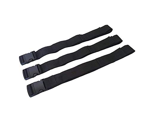 Line2Design Backboard Spine Board Straps - 5' Disposable Securing Straps With Loop Ends - Emergency Medical Board Adjustable Strap With Plastic Quick Safety Straps Release Buckle - Black - Pack Of 3 #TOP6