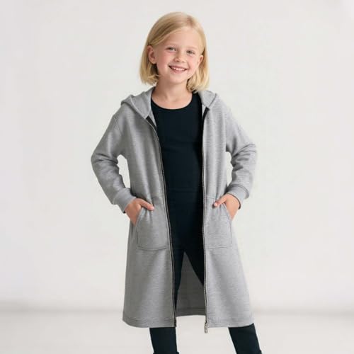 Long Zip Up Hoodie Boys Girls Fleece Lined Loose Fit Sweatshirt Fall Winter Casual Comfort Trendy Jackets Cardigan2