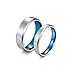 Aeici Anello Personalizzato, Anelli di Acciaio Donna Uomo Anello Argento Spazzolato Blu con Bordo Smussato Donna 25 + Uomo 15