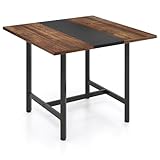 GIANTEX Schreibtisch, Konferenztisch, Computertisch mit Robustem Metallgestell, Bürotisch für 4 Personen, Besprechungstisch für Seminarraum, Konferenzraum, Vorstandszimmer, 100 x 100 x 75 cm (Braun)