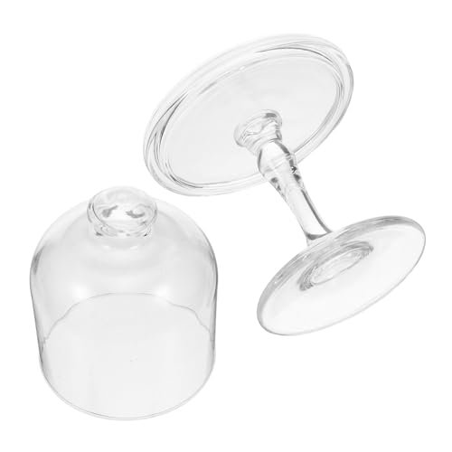 Toyvian Mini Glass Cake Stand with Dome Lid for Cupcakes and Desserts Clear Small Dessert Display Plate with Decorative Bell Jar Dome Base Compact Glass Display Stand for Weddings and