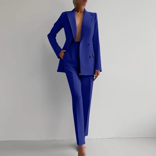 Effortlessly Chic Blue Blazer and Pants Set for Women - Image 2
