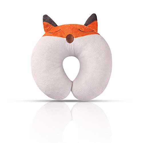 U-Shape Soft Plush Kids Fox Travel Neck Pillow | Toddler Car Seat Neck