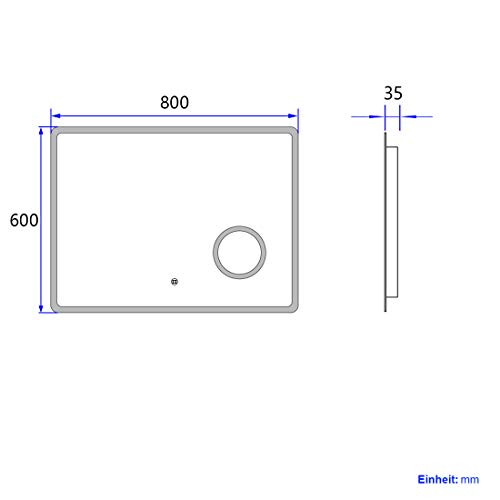 Meykoers Specchio Bagno LED 80 x 60 cm con