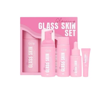 CC GLAM GLASS SKIN SET - 4-Piece Set Foam Facial Wash, Toner, Serum, and SPF 50 Sunscreen