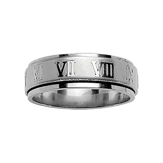 1001 Bijoux - Alliance acier anti-stress 12 chiffres romains - tour de doigt 62