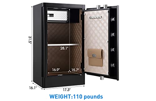 Tenamic Deluxe Biometric Fingerprint Safe Box Smart Touch Screen Fireproof Safe For Home Office Hotel 5.1 Cubic Feet #TOP1
