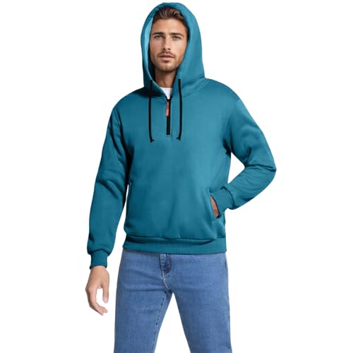 GOFULY Quarter Zip Hoodie Men Fashion Fleece Big And Tall Sweatshirts Stylish Winter Hoodies Pullover With Pocket Clothes4