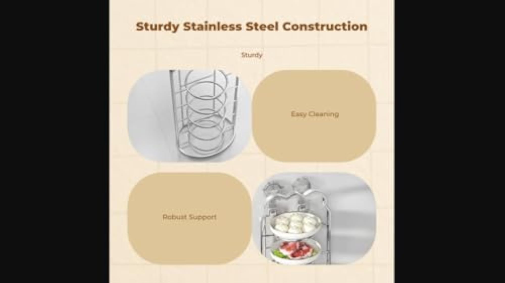 Stainless Steel Kitchen Storage Rack, Multi-Tier Organizer
