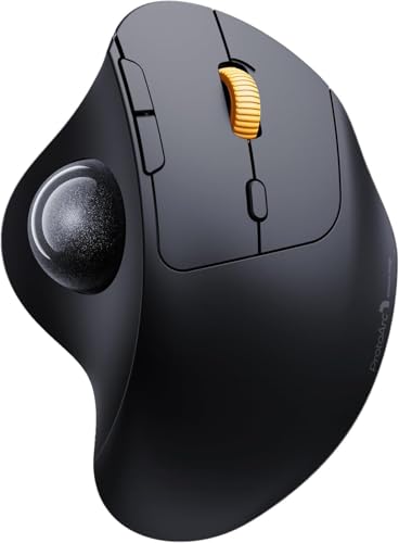 Image of ProtoArc Wireless Trackball Mouse, EM04 Ergonomic Bluetooth Rollerball Mouse Rechargeable Computer Laptop Mouse, 3 Device Connection, Compatible with PC, iPad, Mac, Windows-Black Ball